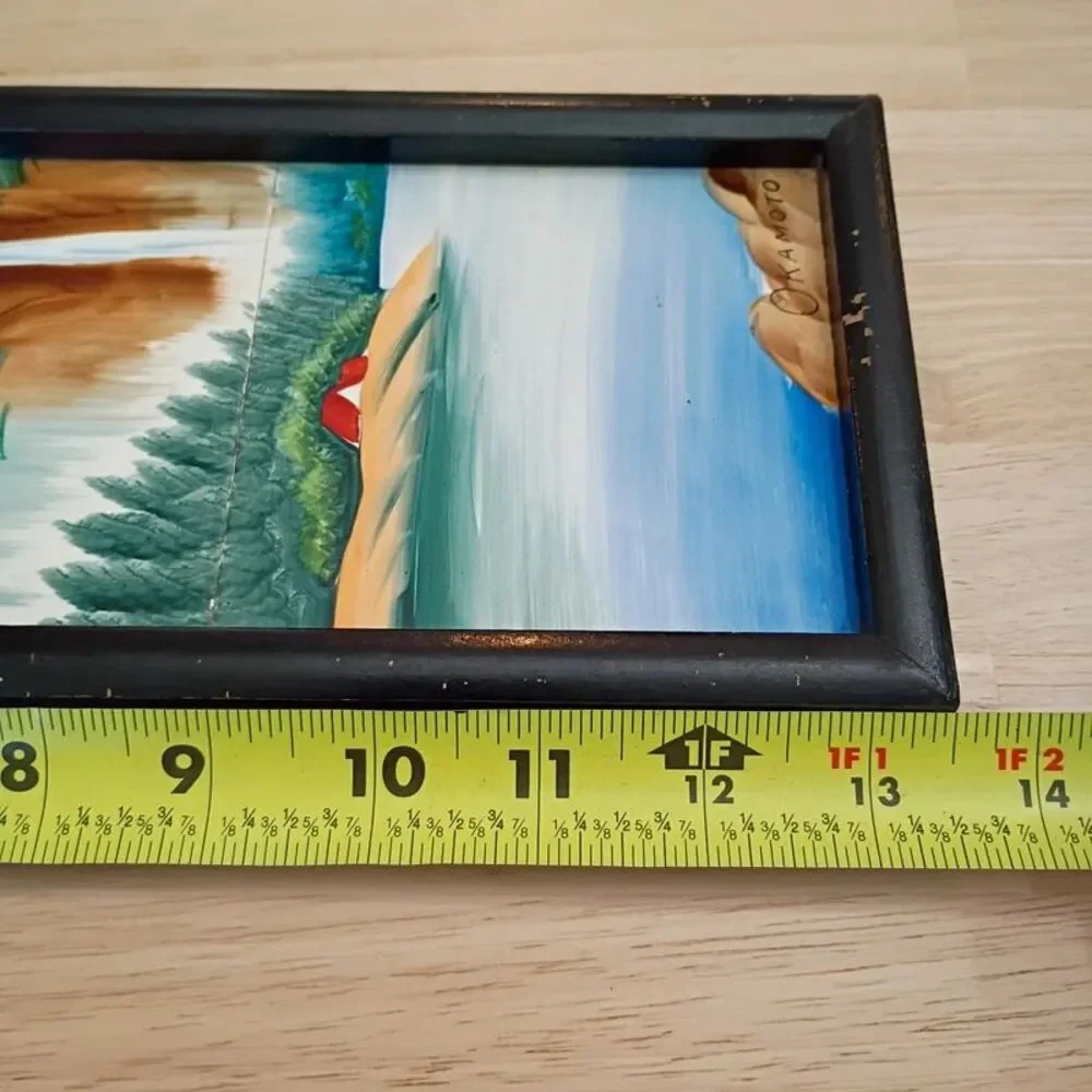 Okamoto Signed Japanese Art Mid-Century Modern Vibrant Hand Painted Tiles
